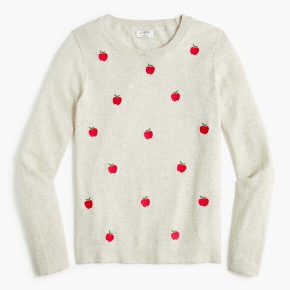 J. Crew Sweaters - NWT J. Crew teddie sweater embroidered apples sz XS